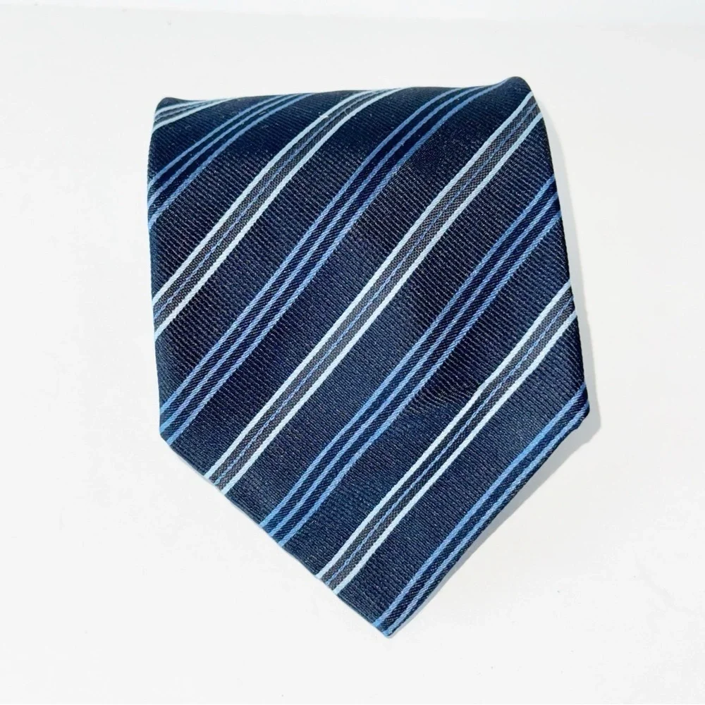 John Varvatos Navy Stripe Silk Tie